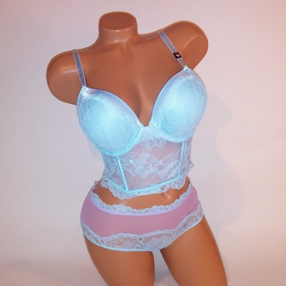 Victoria Secret Bra Set 36C Bombshell Push Up Medium Cheeky Panty Light …